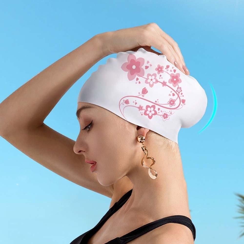 Soft Flower Swim Headgear Elastic Snorkeling Cap Surfing Hat Floral Diving Hat  Surfing