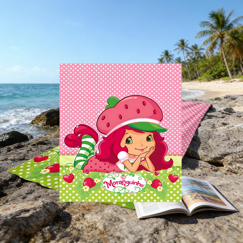1pc Princess Strawberry11 Beach Towel, Beach and Seaside Swimming Pool Equipment, Fashion Pattern, Rectangular, Travel Essentials