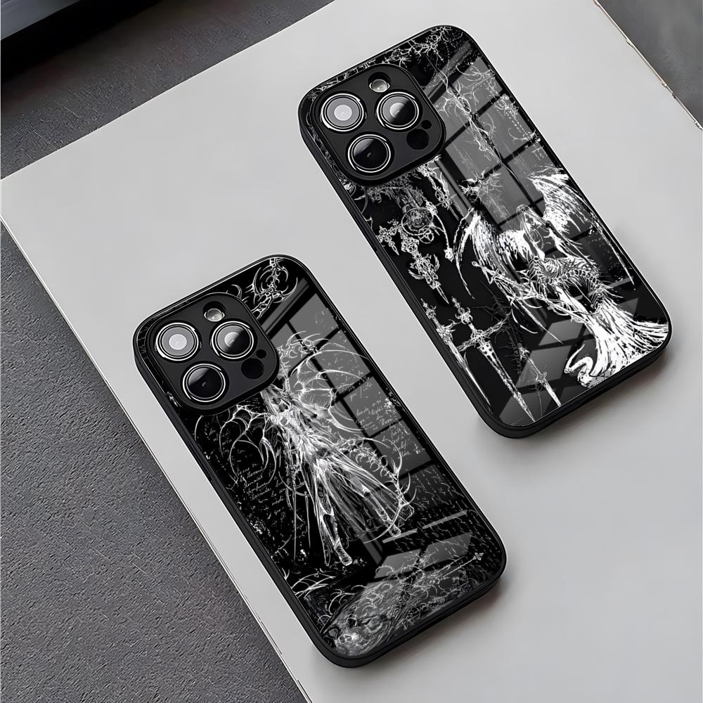Крутой Готический Скульптурный Чехол-Телефон Девушка Для iPhone 18 16 Pro Max 15 Plus 14 Pro 12 11 13 Mini X XR XS Max 8 7 Plus SE Стеклянная Крышка