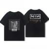 Американская летняя хлопковая куртка для мужчин и женщин Nine Inch Nails Nine Inch Nails Окружающая рок-группа Футболка с коротким рукавом с принтом