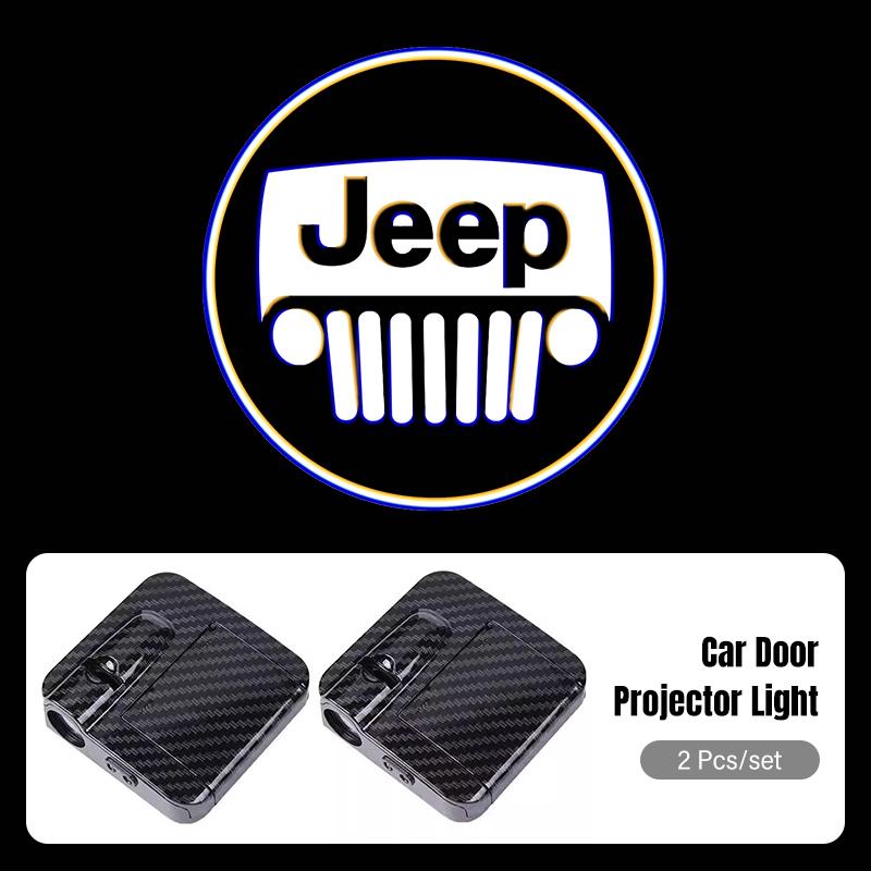 Car Door Projector Lamps Auto Logo Lights For Jeep Grand Cherokee Wrangler JK Gladiator Compass Renegade Wagoneer Avenger Recon AJP1
