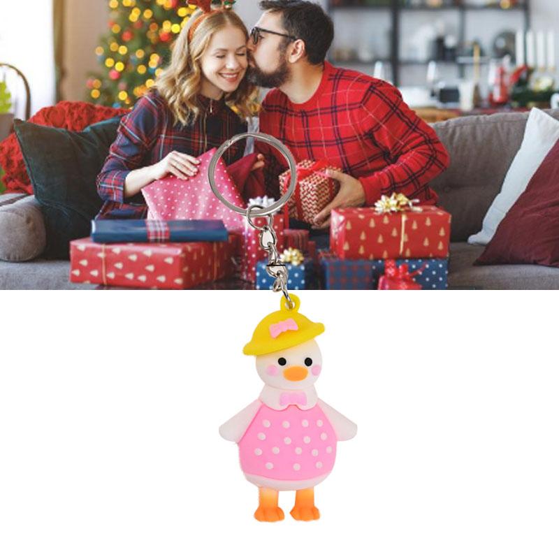 Duck Keychain Soft Cute Compact Lightweight Decorative Cartoon Keyring Pendant for Purse Backpack Handbag Type 1