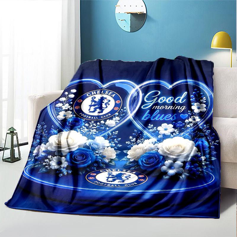 football club.C Pattern Blanket for Home Decoration, Bed, Sofa, Car Travel, Camping, Suitable for All Seasons, Birthday Christmas Gift