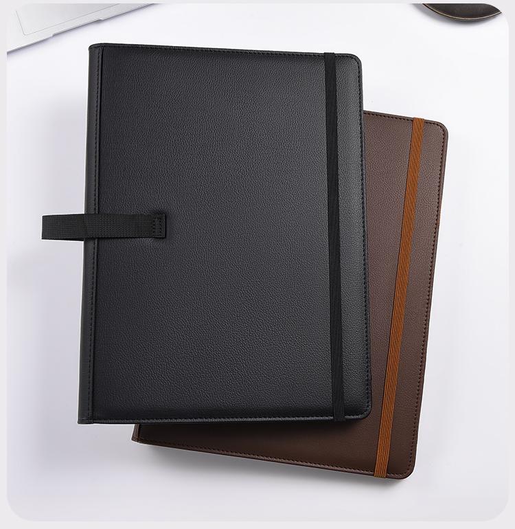 In Stock Factory Direct A4 Leather Portfolio Folder, Premium PU Organizer with Elastic Band Closure and Pen Loop Meeting