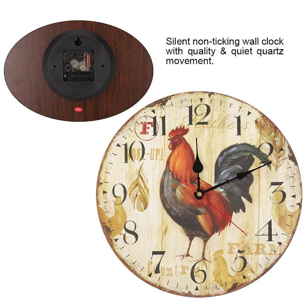 Battery Operated Quartz Wall Clock 12 Inch Home Decor Clock Wooden Wall Clock Country Style Decor