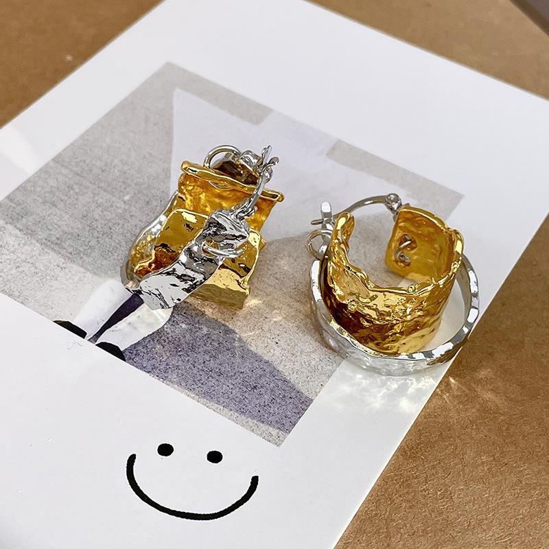 Vintage Simple Fashion Smooth Irregular Hollow Out Geometric Hoop Earrings