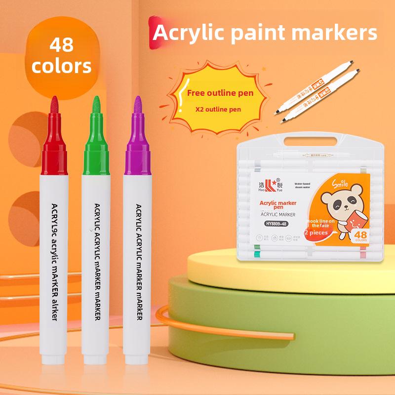 Набор акриловых водостойких маркеров: Гладкие, безопасные для бумаги ручки для творчества, граффити, акварели, студентов и ручных поделок
