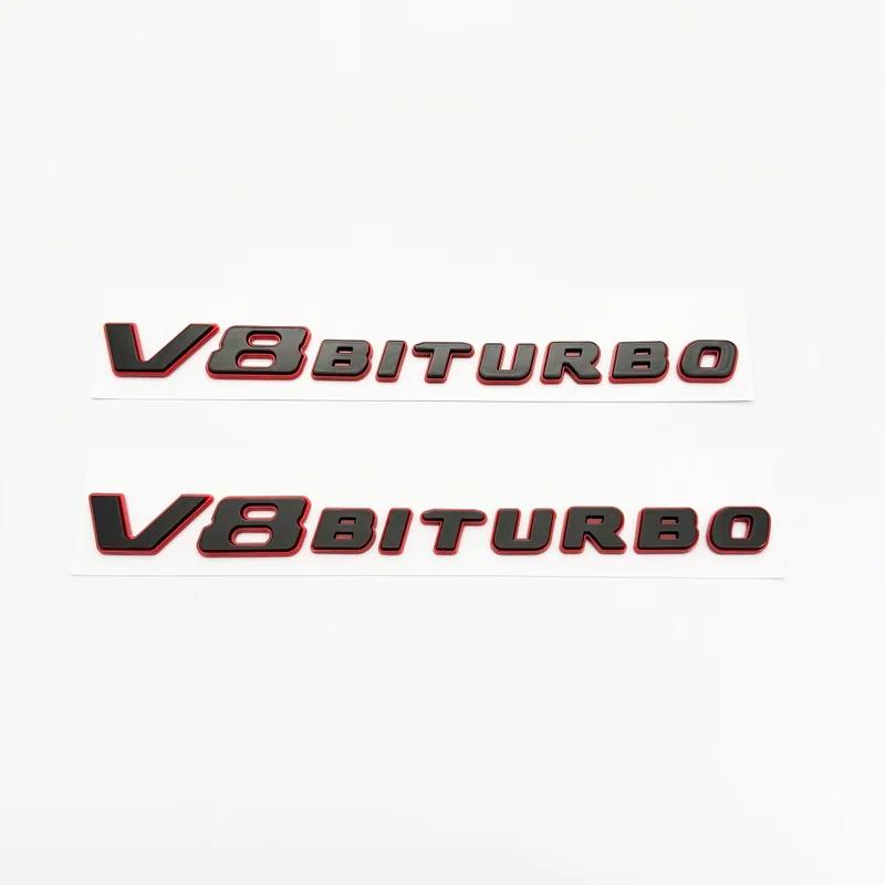 New color blocking Letter V8 BITURBO Emblem for Mercedes Benz AMG Car Styling Fender Logo Sticker Chrome Black Red Accessories qq1