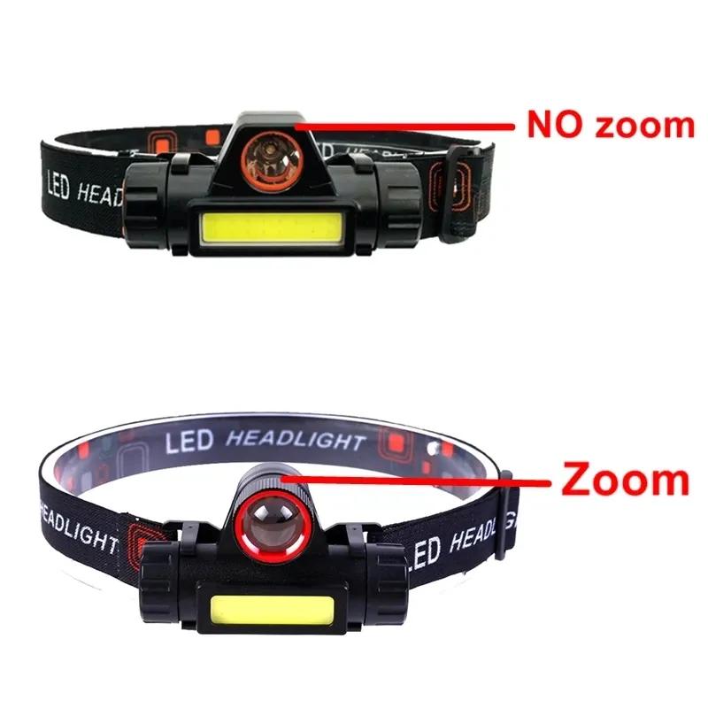 1-5PCS Portable Mini Powerful LED Headlamp XPE+COB USB Rechargeable Hunting Headlight Waterproof Head Torch with Tail Magnetic