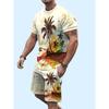 Два комплекта европейских и американских мужских летних костюмов с узором «Кокосовый пляжный ветер» с 3D-принтом и короткими рукавами и шортами