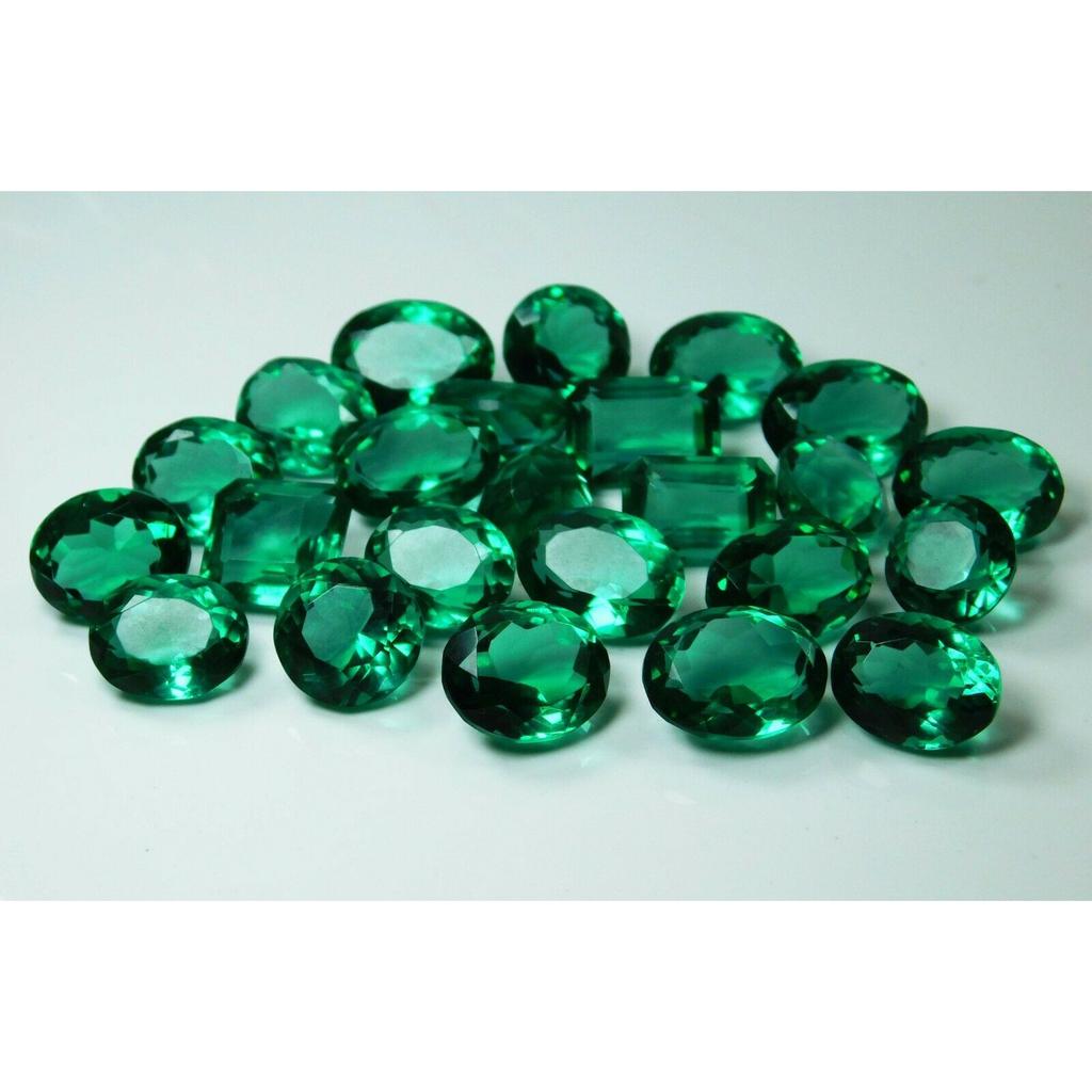 Lab Created 100 Ct CERTIFIED Synthetic Green Muzo Emerald Loose Gemstone Lot