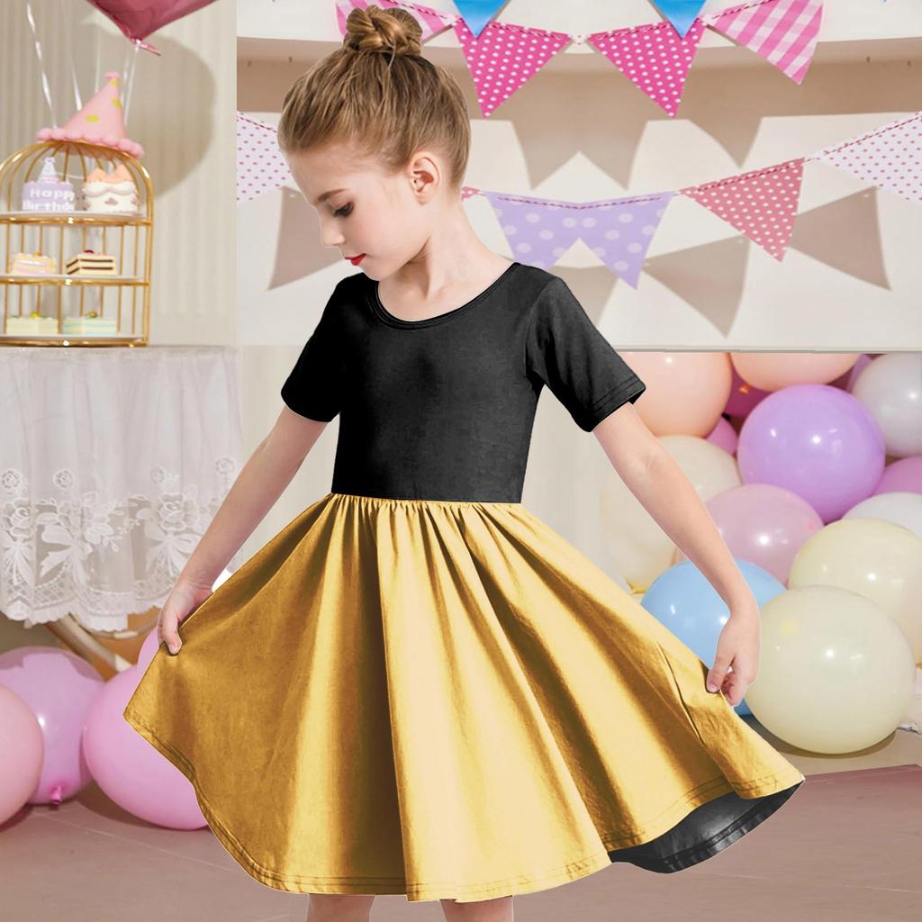 Летнее платье для девочек, платье для малышей, однотонное повседневное платье-футболка с коротким рукавом А-силуэта
