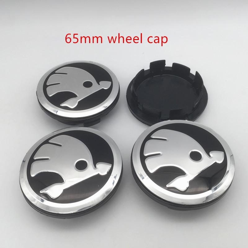 GAM1 4pcs 56mm 60mm 65mm 68mm black/green For Skoda Car emblem Wheel hub Center Cap Badge covers sticker Decals Styling accessories