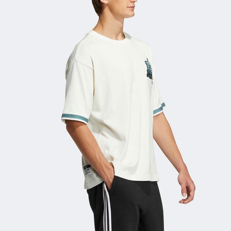 adidas Футболка с круглым вырезом и коротким рукавом с логотипом, унисекс, топы белого цвета HS2016