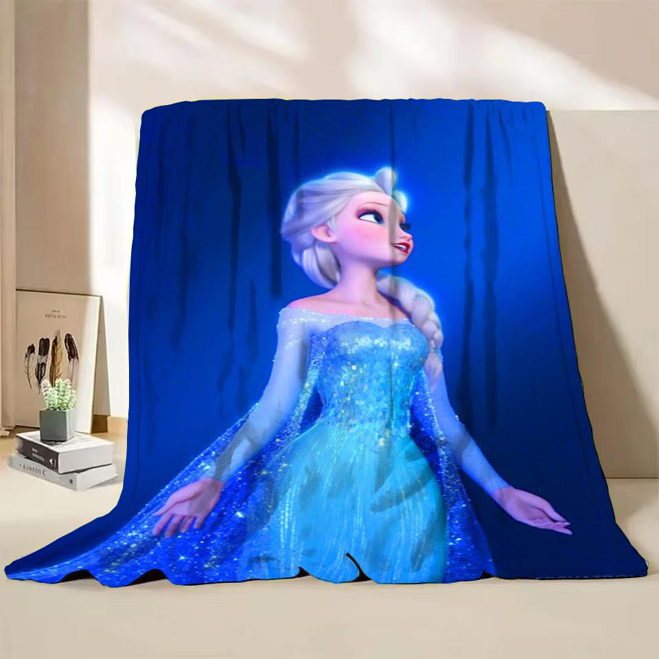 Disney Frozen Elsa Princess Childrens Adult Soft Flannel Blanket Fluffy Baby Plush for Bedroom Travel Office Cover Warm Blankets
