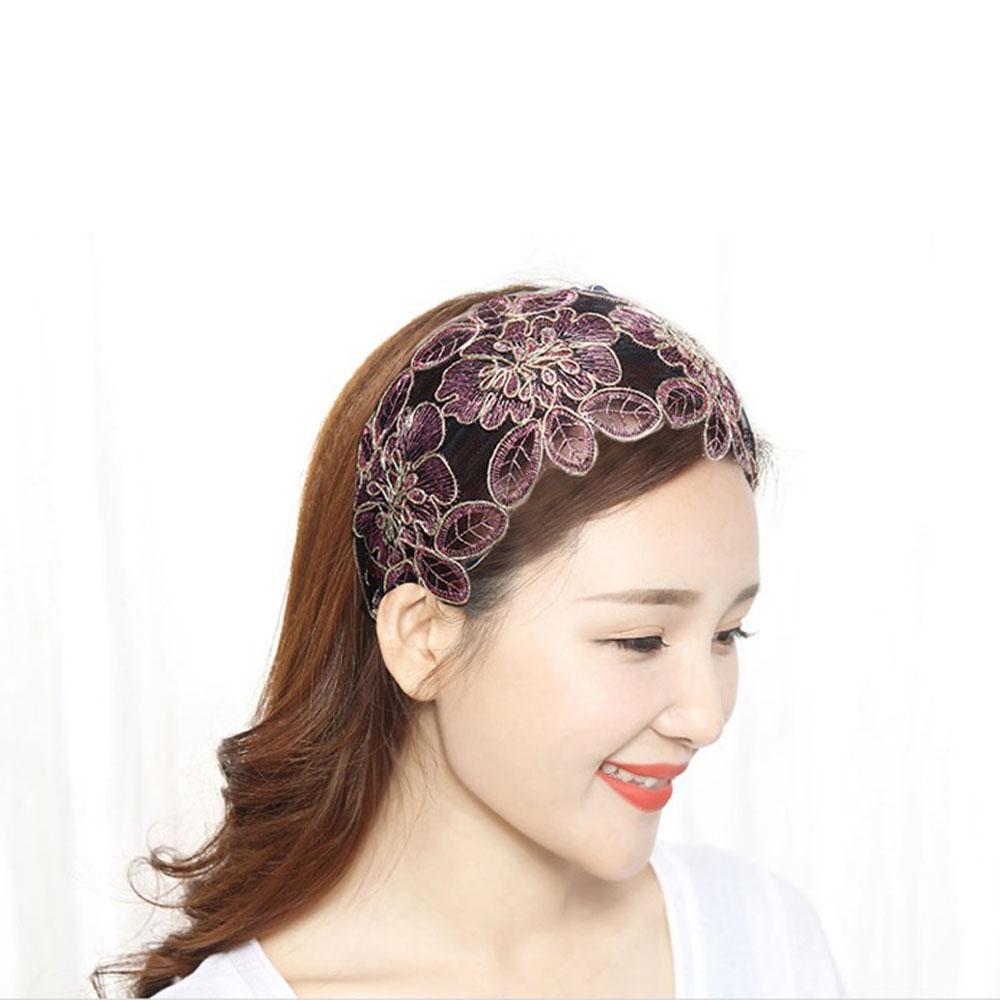 Elegant Silk Flower Hairband For Women Charming Hair Accessories Lace Turban Headband Vintage Adjustable Headwear