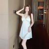 Ice and snow silk hanging skirt (with chest pad) women's pajamas, sexy thin suspender skirt, nightgown, two-piece set of pure desire
