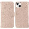 For iPhone 15 Case Lace Flowers PU Leather Flip Wallet Phone Cover