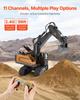 Remote Control Excavator Toy 11 Channel 1:20 Scale RC Excavator Digger