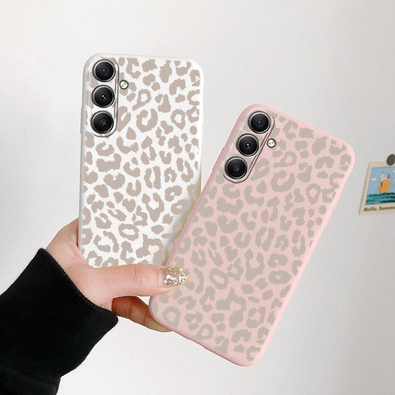 Мягкий силиконовый чехол с леопардовым узором для Samsung A55 M35 S24 Xiaomi Redmi Note 13 Pro 13C iPhone Huawei Honor Realme Camera Защитный противоударный чехол
