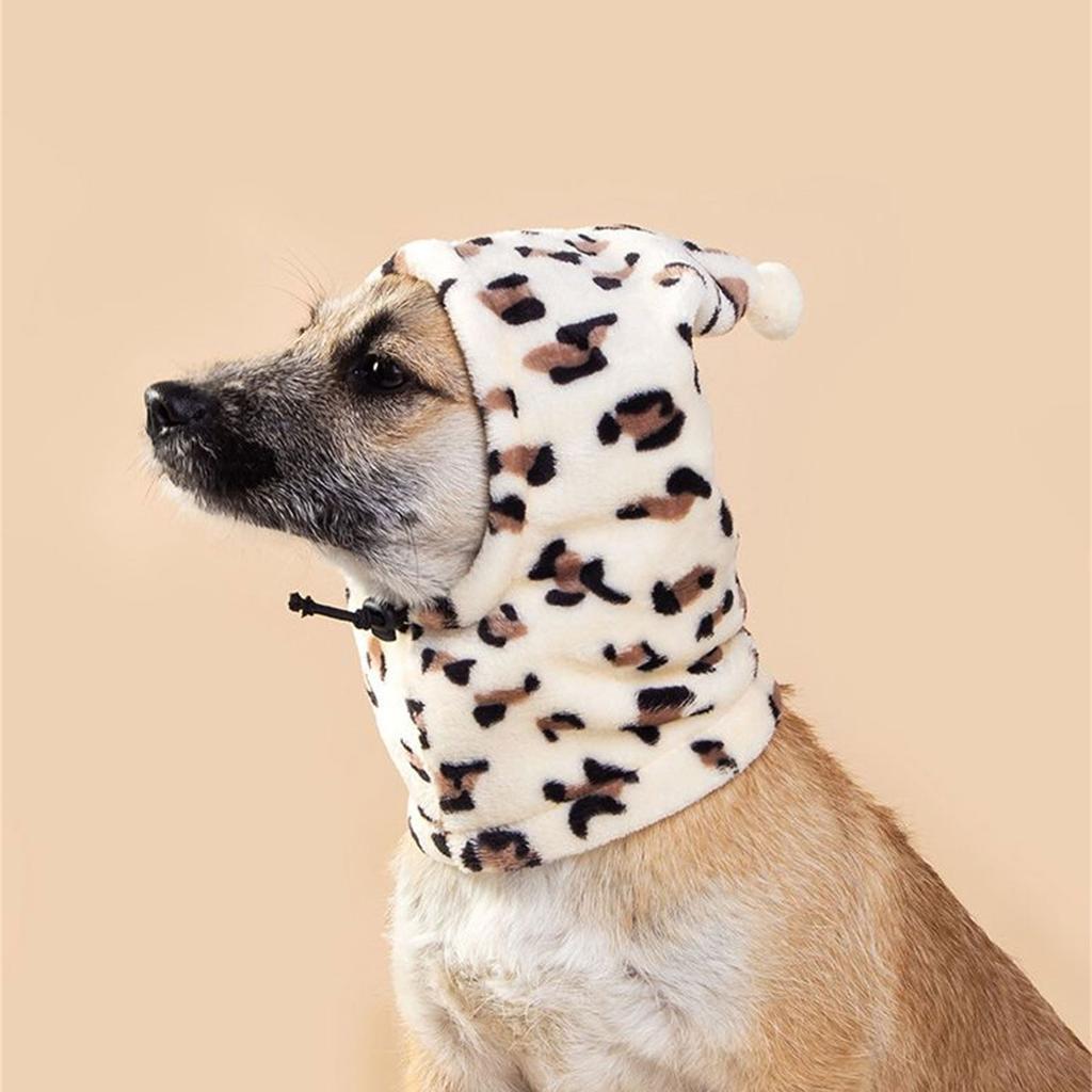 Small Dog Plush Cap for Halloween with Leopard Print Pet Birthday Party Props Hat Dogs Adjustable Strap Pullover Hat