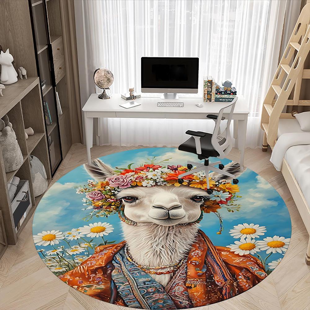 1pc Llama, Boho Chair Carpet for Office, Non slip, Soft and Durable Office Rug