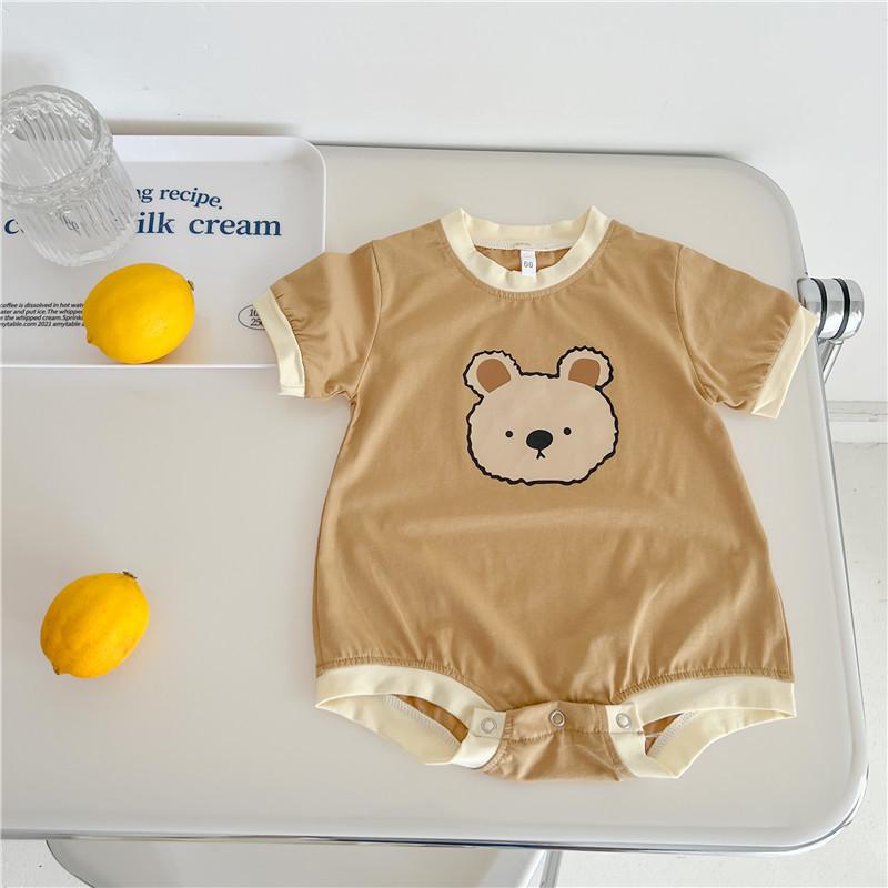 INS Style Summer Infant Bear Romper Unisex Short-Sleeve Snap-Crotch Bodysuit
