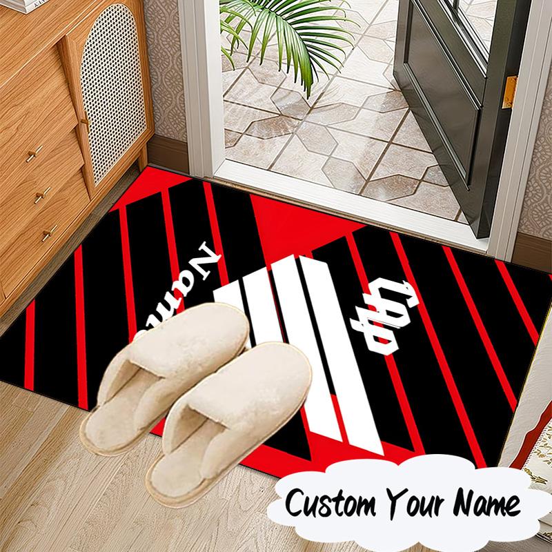 Custom Name Cap Logo Design Rug for Living Room, Game Rooms, Office, Bedroom, Floor Mat Playful Design, fan gifts Christmas decor