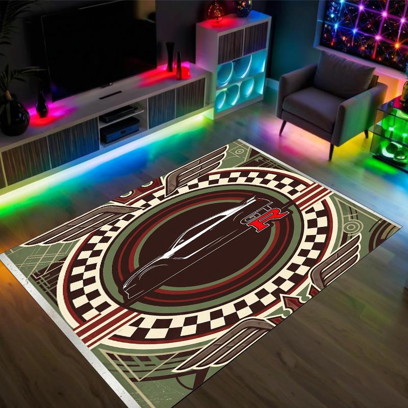 Nissan GT-R Design Crystal Velvet Carpet Cozy Non?Slip Printed Rug For Bedroom Living Room Entrance