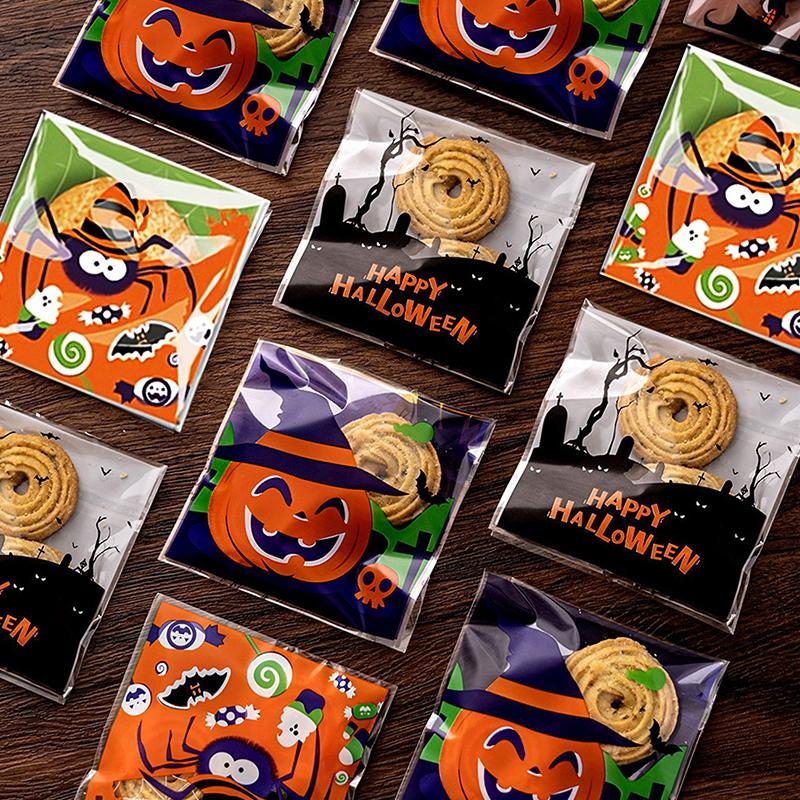100 шт. Тыква Хэллоуин Конфетный пакет Счастливый Хэллоуин Украшения для вечеринки Детский подарок Конфета или жизнь Конфета Печенье Паук Привидение Пакет