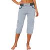 Women Capri Cargo Pants Drawstring Waist Relaxed Fit Lightweight Casual Cropped Trousers with Multiple Pockets