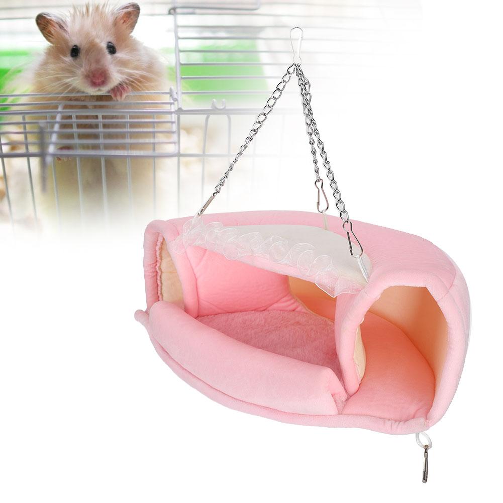 Small Pet Hanging Tunnel Bed Soft Winter Warm House Hammock Cage for Hamster Squirrels S