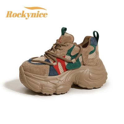 Женские массивные кроссовки на толстой подошве, вулканизированная спортивная обувь, новые из натуральной кожи, на платформе, повседневные, для бега, обувь для папы, для женщины