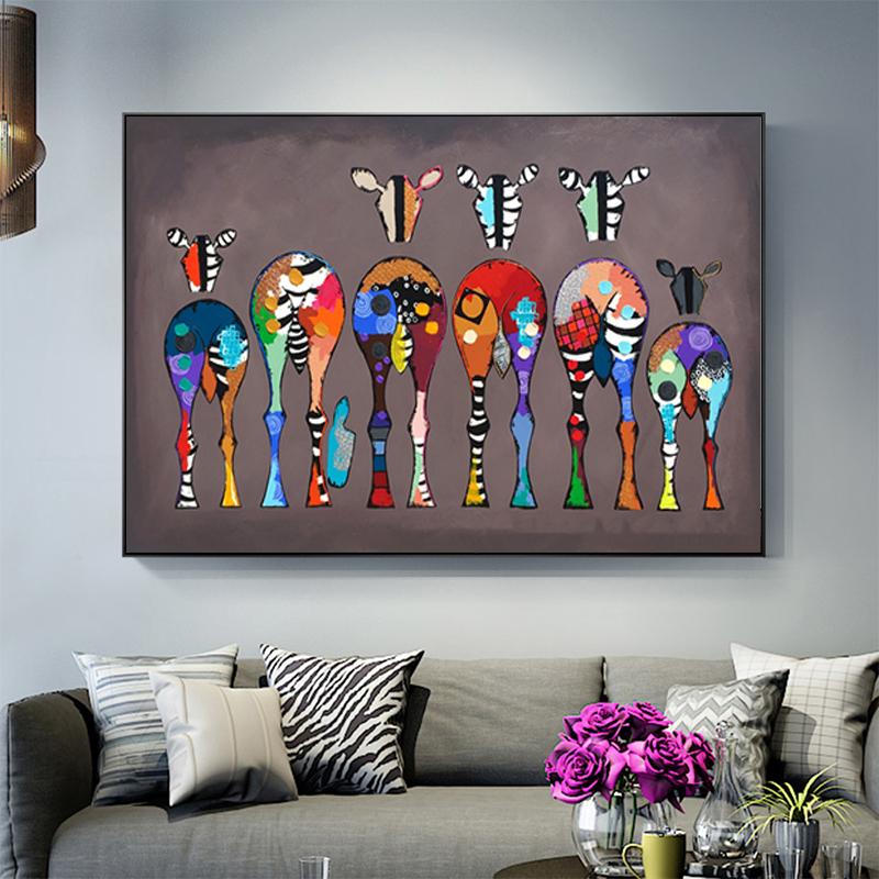 Абстрактные постеры и принты в виде зебры, красочные животные, холст, живопись, скандинавские куадросы, настенные художественные картины для декора гостиной