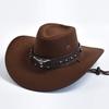 1pcs Artificial Suede Western Cowboy Hats Vintage Big-edge Gentleman Cowgirl Jazz Hat Holidays Party Cosplay Hat