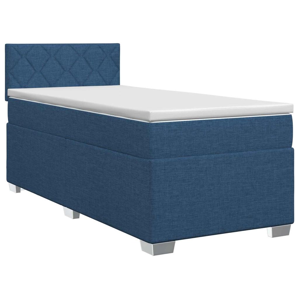 Box Spring Bed with Mattress and Headboard Blue 80 x 200 cm Fabric