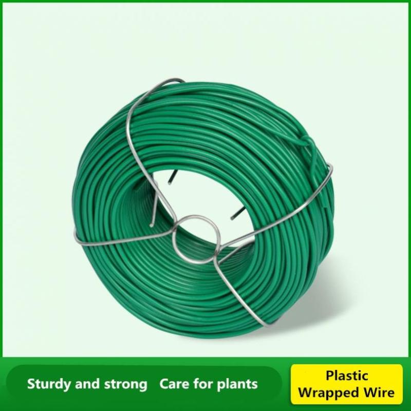 Plastic Coating Steel Wire Core Wrapping 25M/50M Green Round Tying Wire for Gardening, Twig Trapping Wire