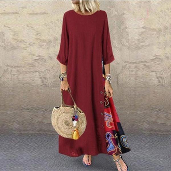 Plus Size Women’s Fashion Casual Loose Dress Big Swing Half Sleeve Long Dress Floral Holiday Maxi Dress Vestidos Longos Robe
