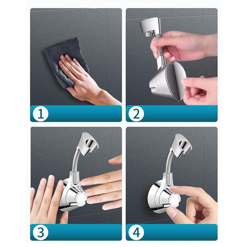 Держатель для душа на присоске Регулируемый держатель насадки для душа Ручной держатель с насадкой Без ударов Многоугольный поворотный кронштейн для душа