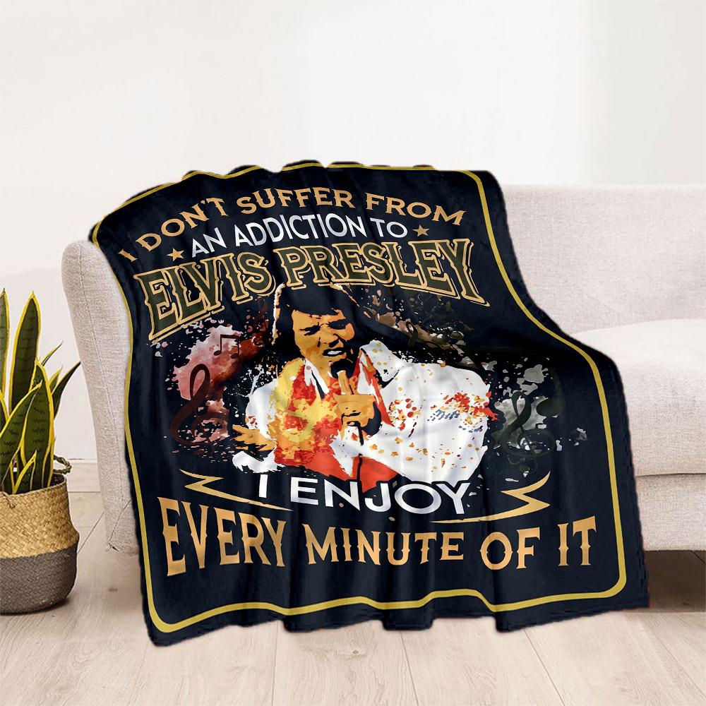Elvis Presley Fan Quote Blanket Soft Warm Cozy Perfect for Picnics Office Chair Bedding for All Occasions Playful Design