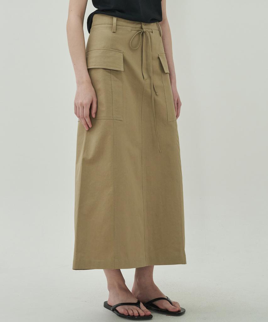 Mot Pocket String Long Skirt - Beige