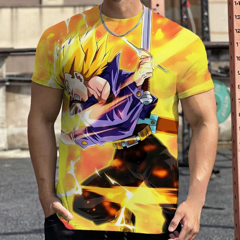 2026 Летняя Ретро Футболка Dragon Ball для Фитнеса Мужская Оверсайз 3D Печать Короткий Рукав Семейная Унисекс Детская Спортивная Футболка