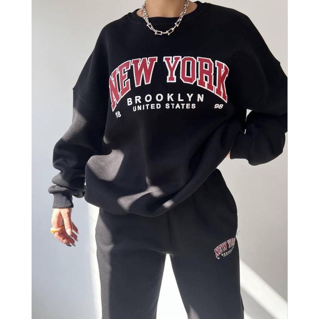 BITCED Женский повседневный модный толстый костюм с принтом плюс флисовая толстовка с длинными рукавами, брюки, костюм