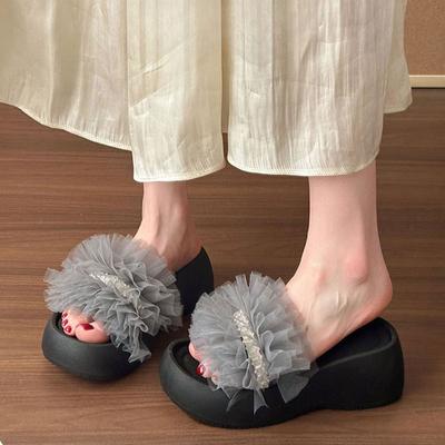 Обувь на толстой подошве Шлепанцы для увеличения роста Женские пляжные шлепанцы через плечо