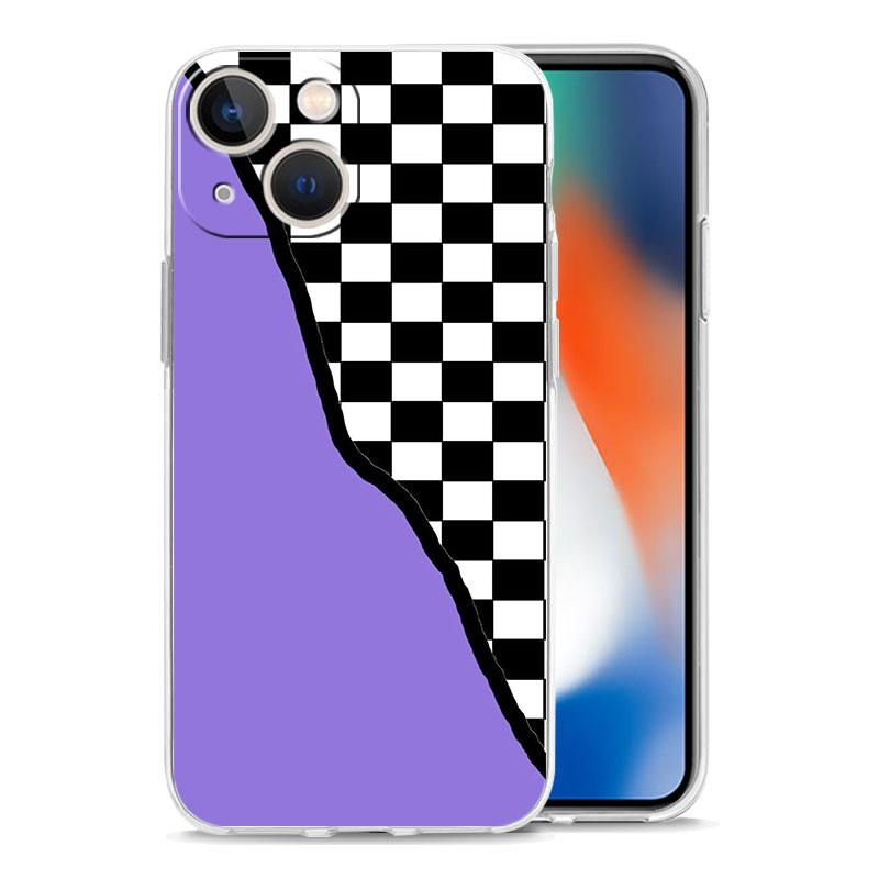 Чехол для телефона iPhone 17 Чехлы iPhone Air 16 15 12 13 14 Pro Max 7 8 Plus 16Pro iPhone11 Прозрачный Мягкий Чехол искусство шахматной доски