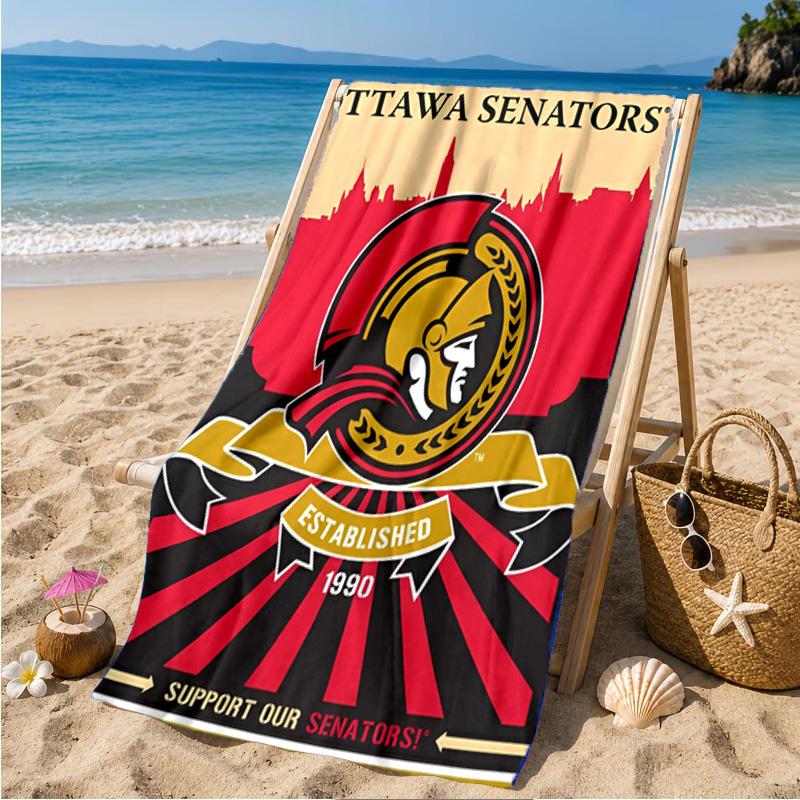 Ottawa Hockey Team Beach Towel Microfiber Beach Towel, Lightweight and Quick-Dry, for Summer Travel, Swimming Pool Fan Birthday Gift