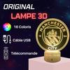 Lampe De Chevet 3D LED Manchester City Football, Veilleuse Changement De Couleurs, Lampe Tactile Bureau Et Chambre, Idée Cadeau