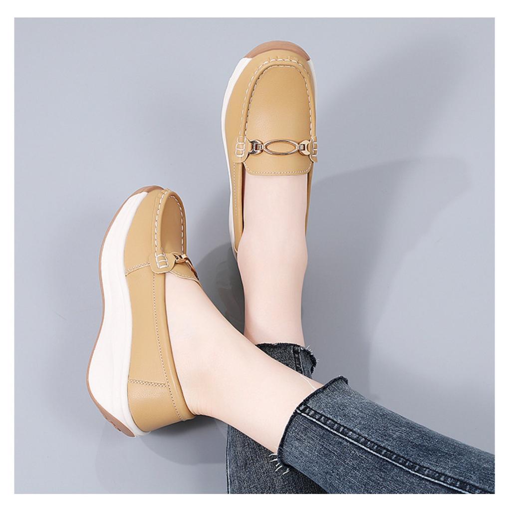Женская удобная, легкая, дышащая искусственная кожа Face Four Seasons Universal Non Slip Casual Shoes - One Step Step Le Fu Shoes