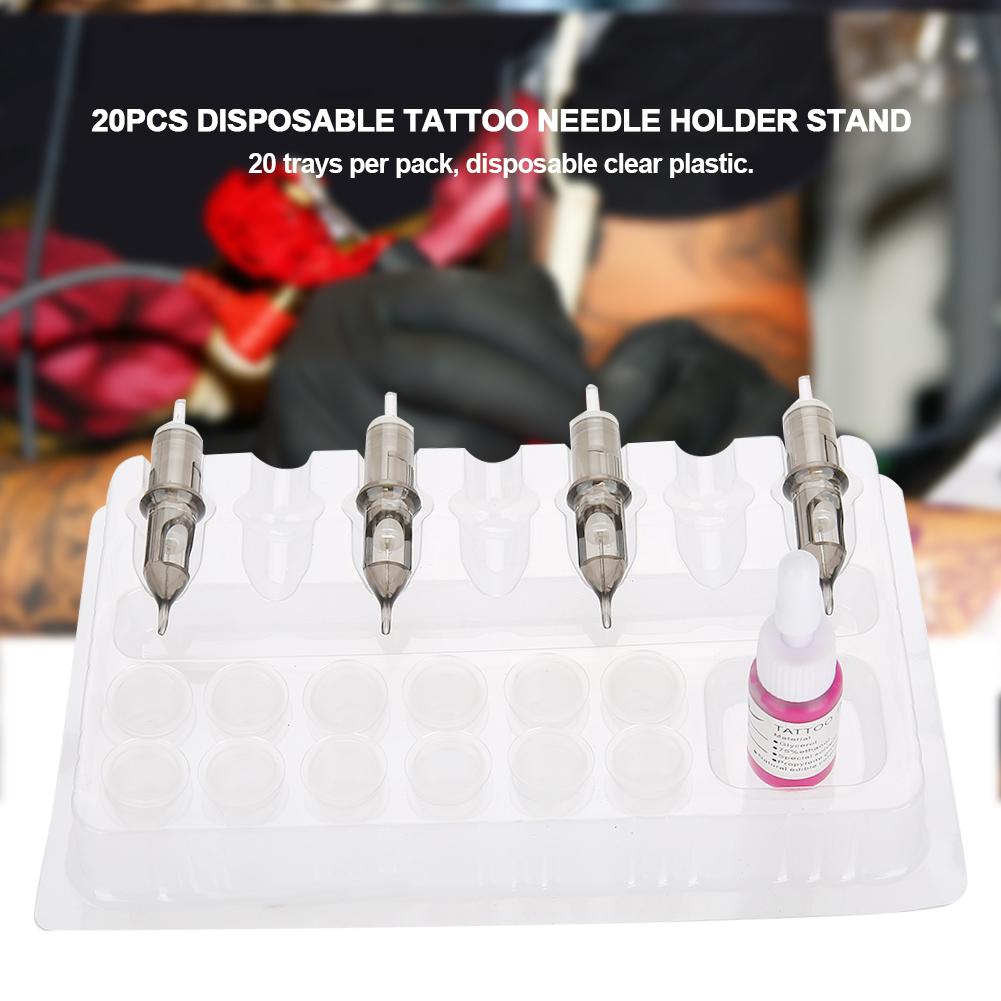 Pro 20pcs Trays Clear Disposable DGT Plastic Tattoo Cartridge Needle Holder Stand