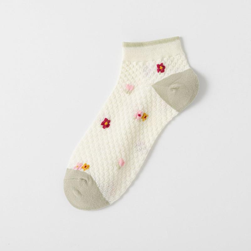 Женские летние хлопковые полосатые дышащие маленькие свежие кружевные носки-лодочки с пузырчатым краем